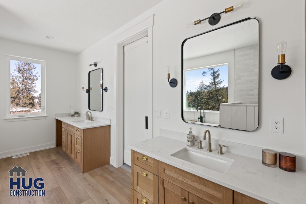 Interior photo of the bathroom with vanity.