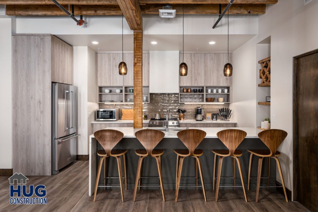 Image of the kitchen island seating area.