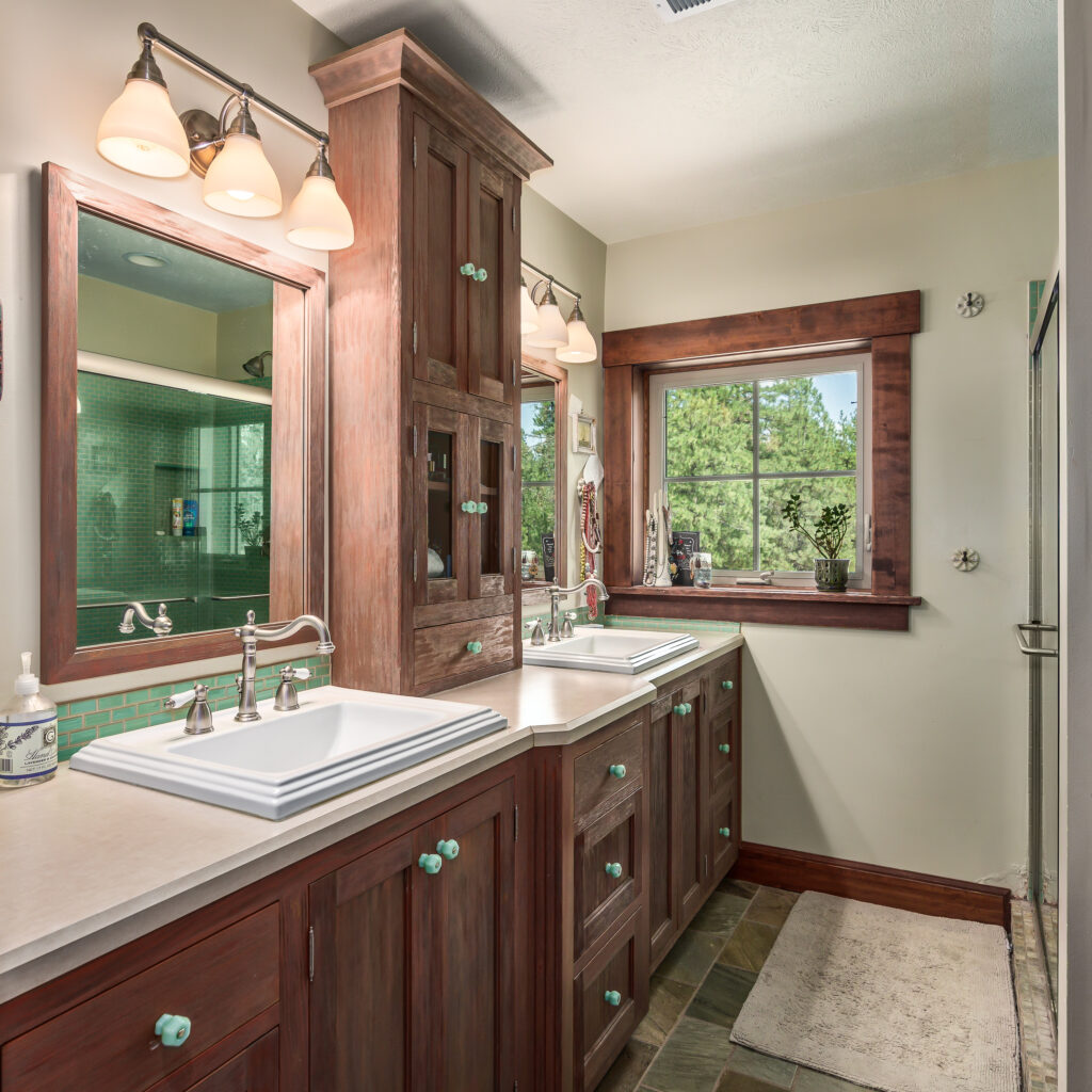 Custom Home. Interior photo of a bathroom vanity.