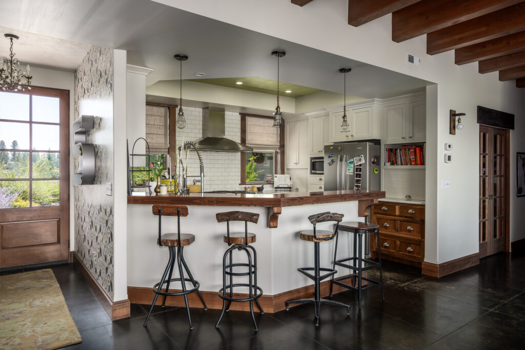 Custom Home. Interior photo of a seating bar.