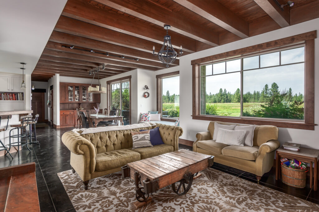 Custom Home. Interior photo of the living room.