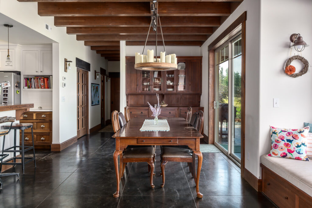 Custom Home. Interior photo of the dining room.