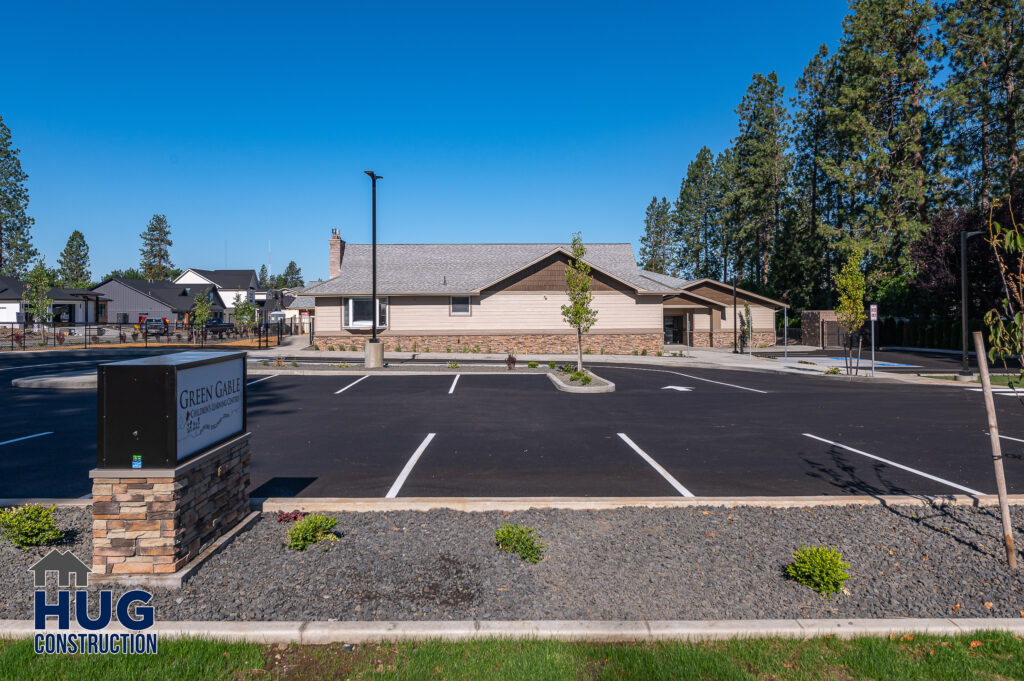 Green Gable Children's Learning Center. Exterior shot of the parking lot.