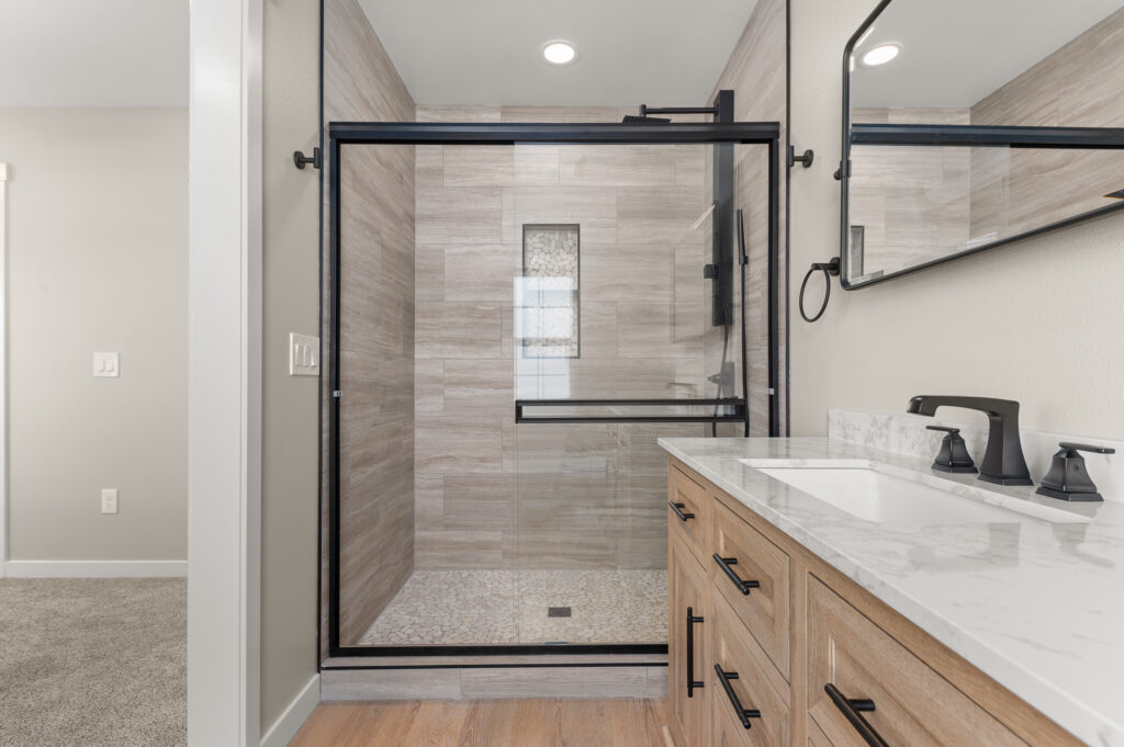 Interior shot of bathroom shower.