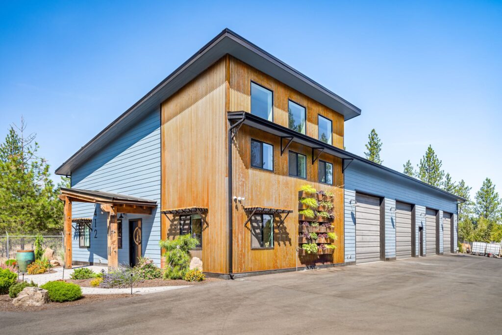 Greenscape. Exterior view of commercial building.