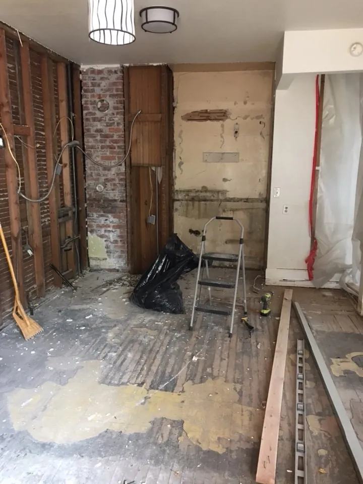 Kitchen demolished to the studs during a remodel in North Idaho