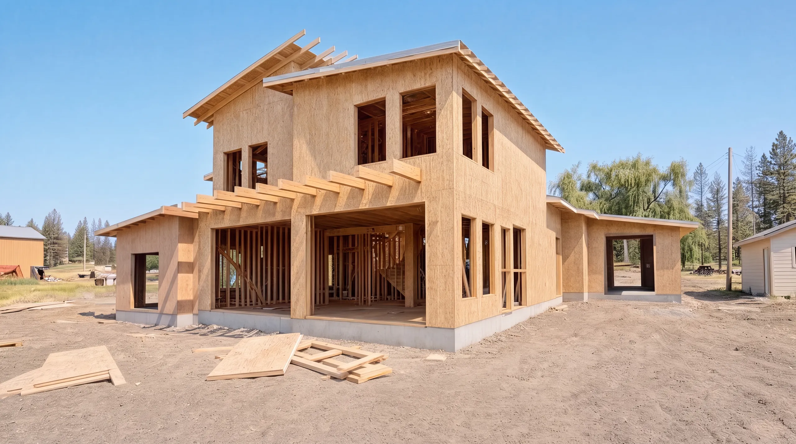 HUG Construction home building step 5: framing complete