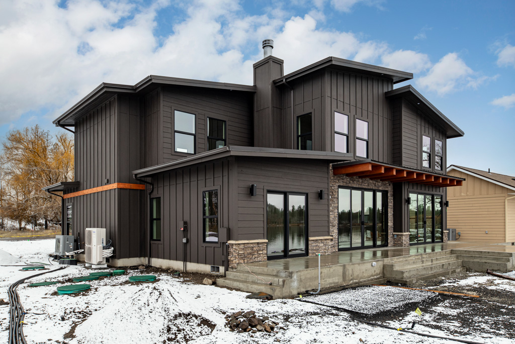 Alderwood. Exterior shot of the new custom waterfront home.