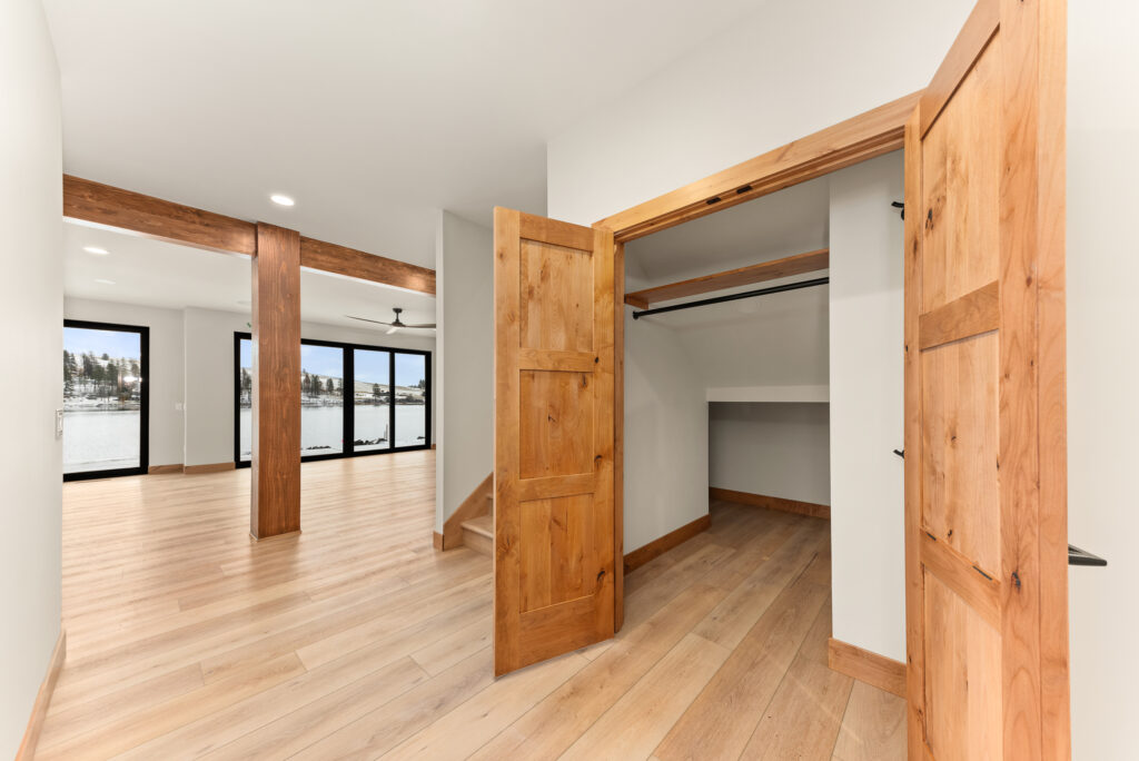 Interior photo of the closet custom waterfront home.