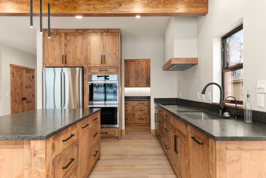 Alderwood. Interior photo of the kitchen appliances.