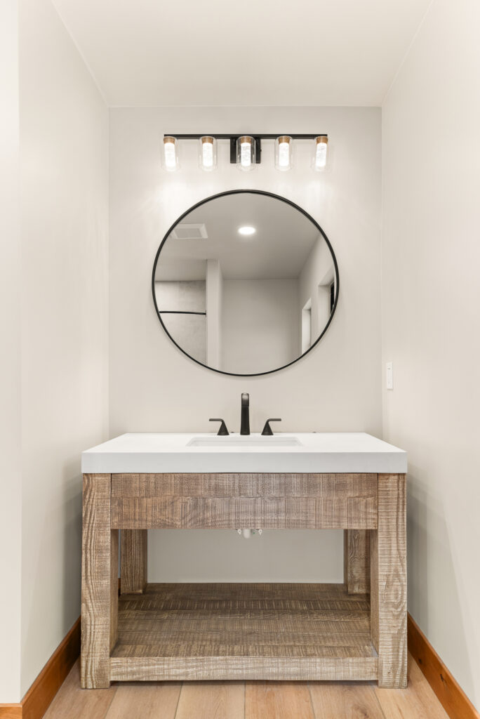 Interior photo of the bathroom vanity.