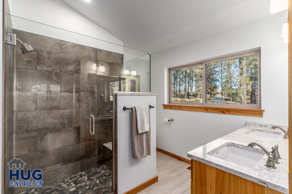 Interior shot of bathroom and shower.