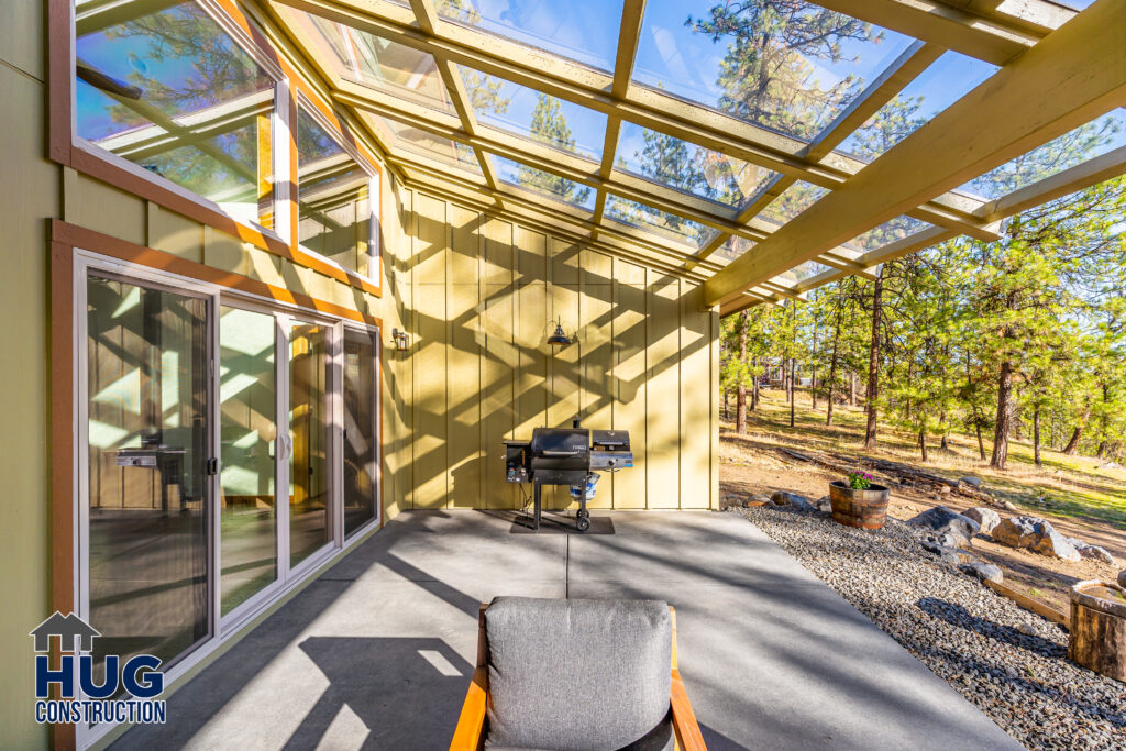 Cedar Rim. Exterior shot of covered porch.