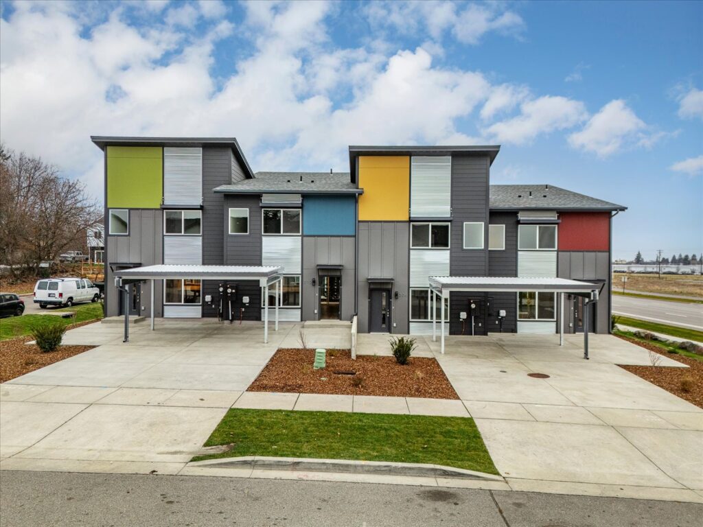 Multi-Family Dwelling. Exterior photo of entrances.