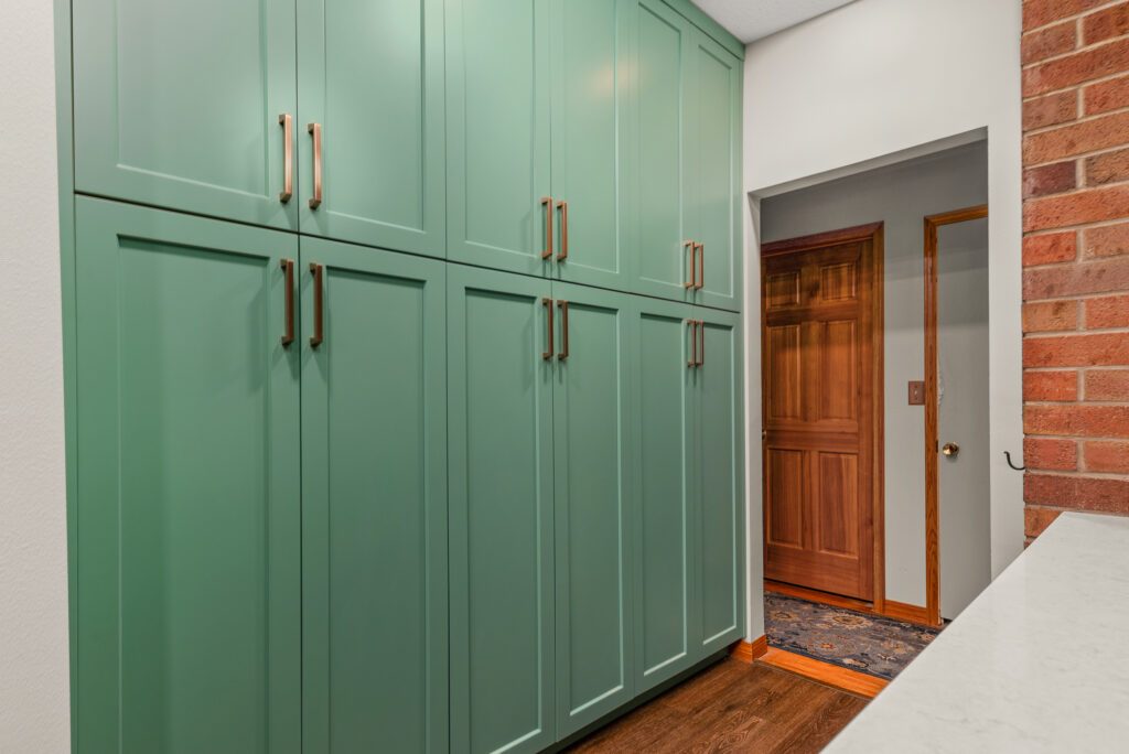 Interior photo of pantry doors.