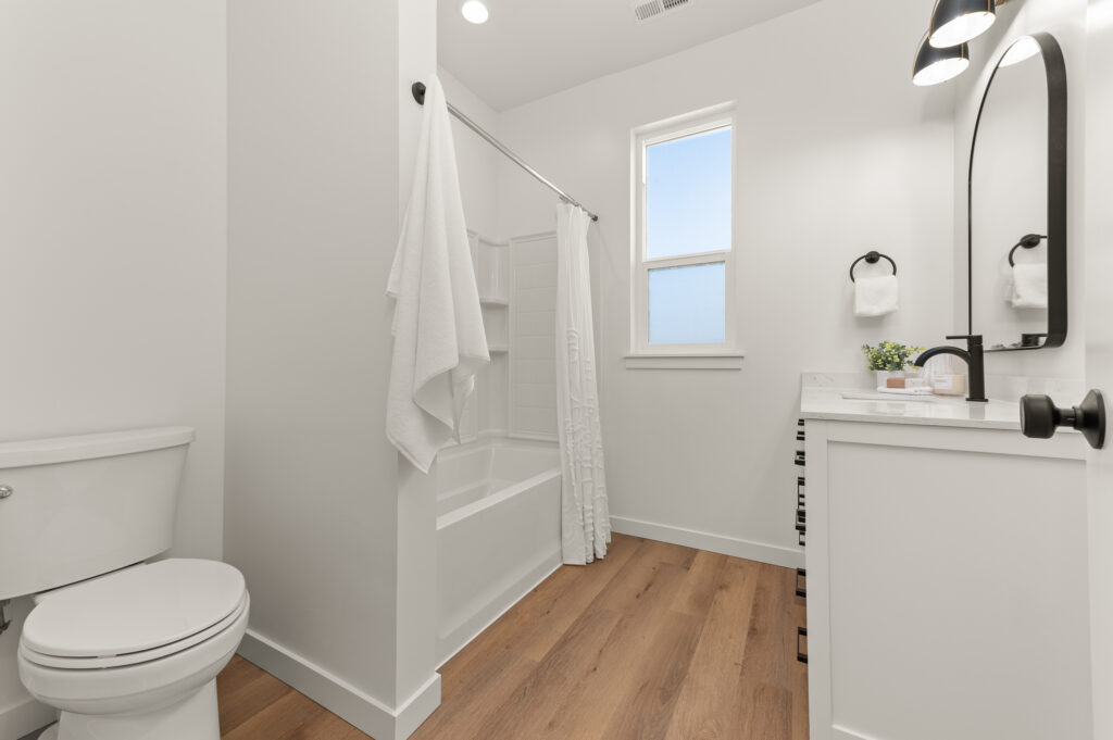 Loon Lake. Interior shot of a bathroom vanity and sink.