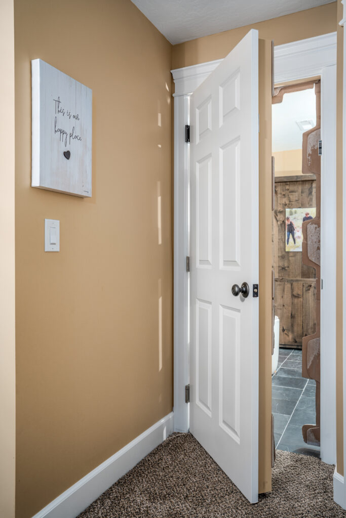 South Summerwood Basement Remodel. Interior photo of door to bathroom.