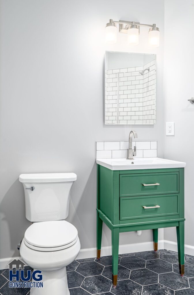 Apartment Remodel. Interior shot of bathroom with vanity.