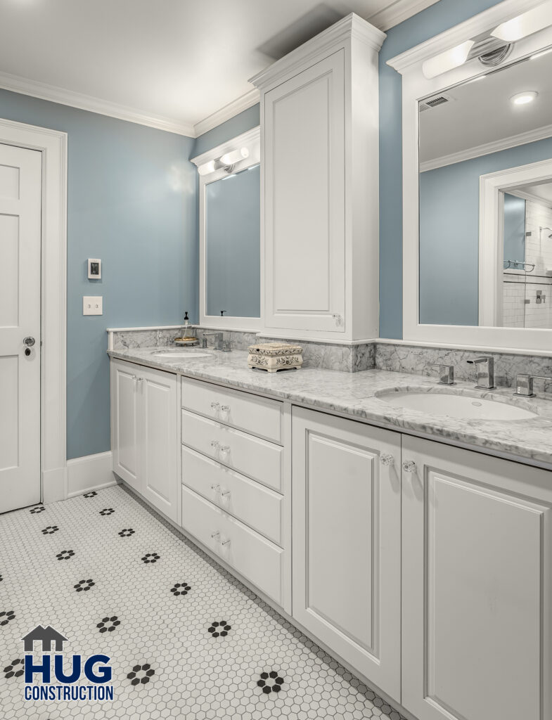 Kitchen and Bathroom Remodel. Interior photo of double bathroom vanity.