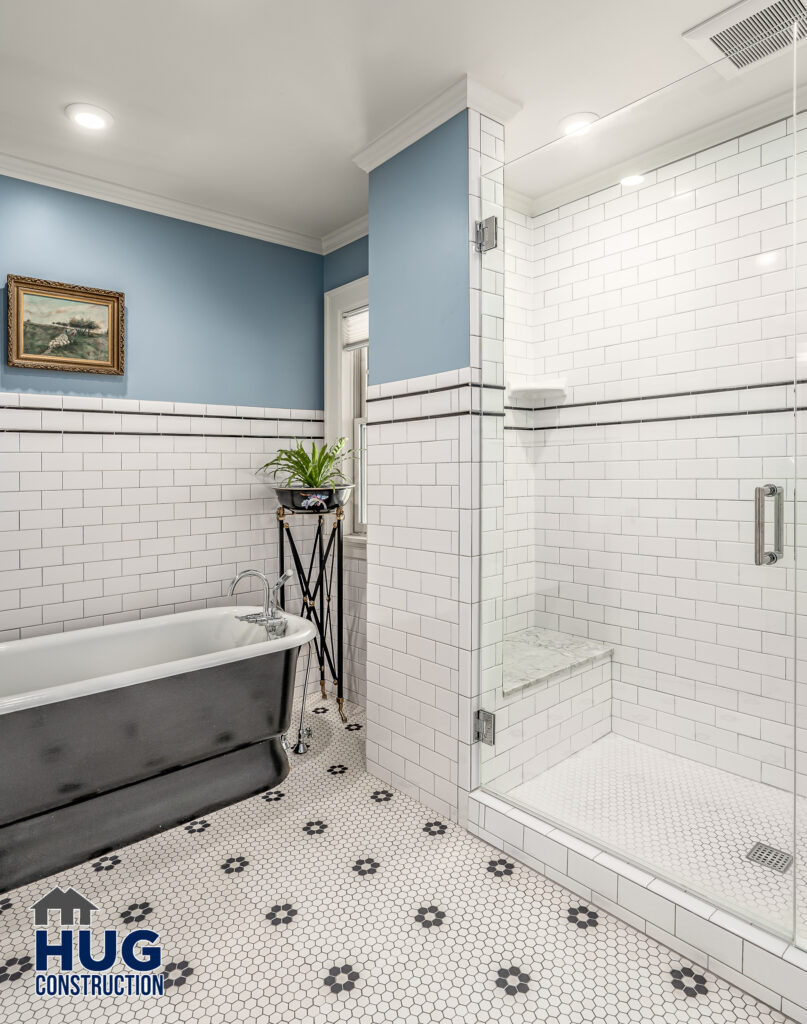 22nd Ave Kitchen and Bathroom Remodel. Interior photo of soaking tub and shower.