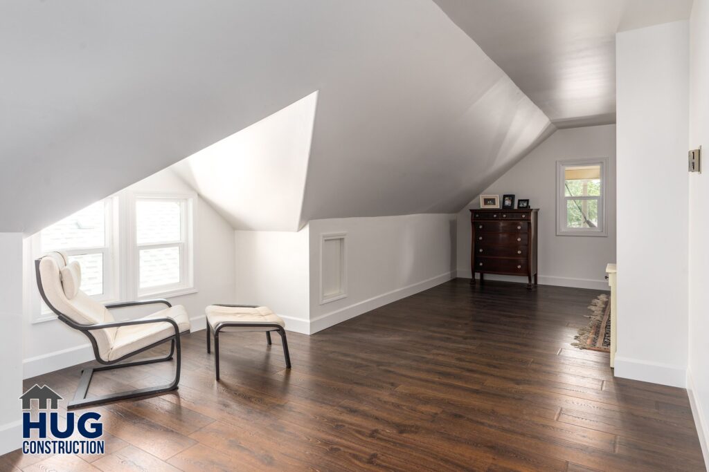 Broadway Upstairs Remodel. Image of an attic space.