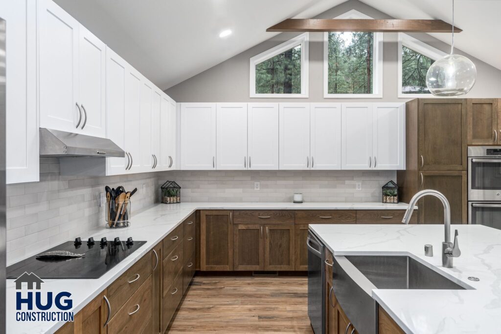 Kitchen Addition Remodel. Interior photo of the kitchen with island seating.