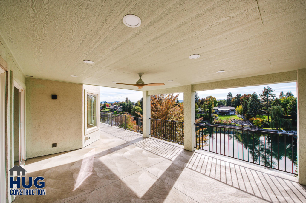 Maringo Drive Two-Story Deck. Covered deck keeps the weather at bay.