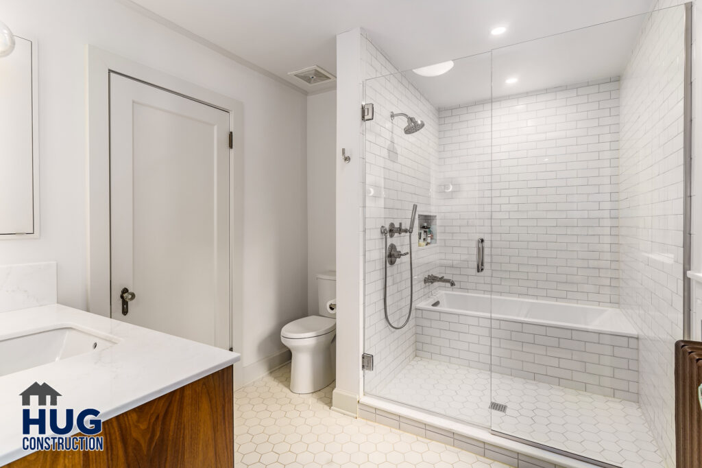 South Manito Interior Remodel. Interior photo of shower and tub.