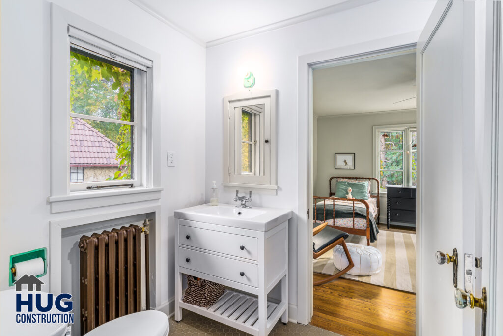 South Manito Interior Remodel. Interior photo of bedroom from ensuite.