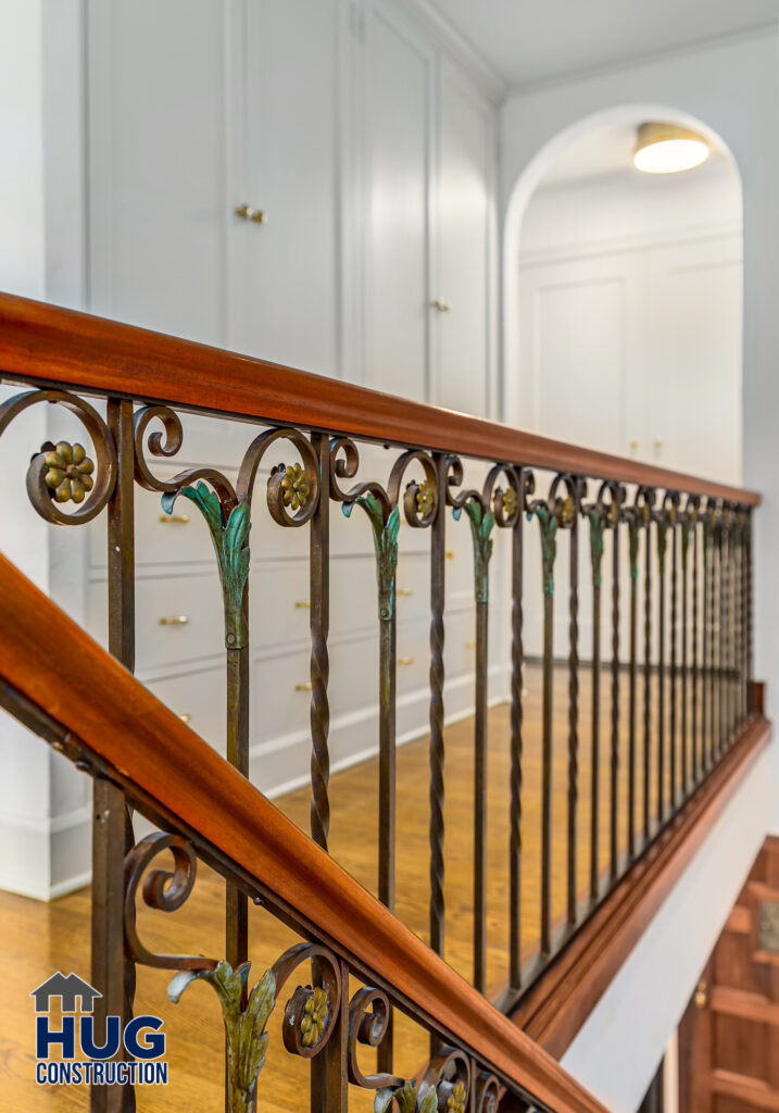 Interior Remodel. Interior photo of decorative stairway and railing.