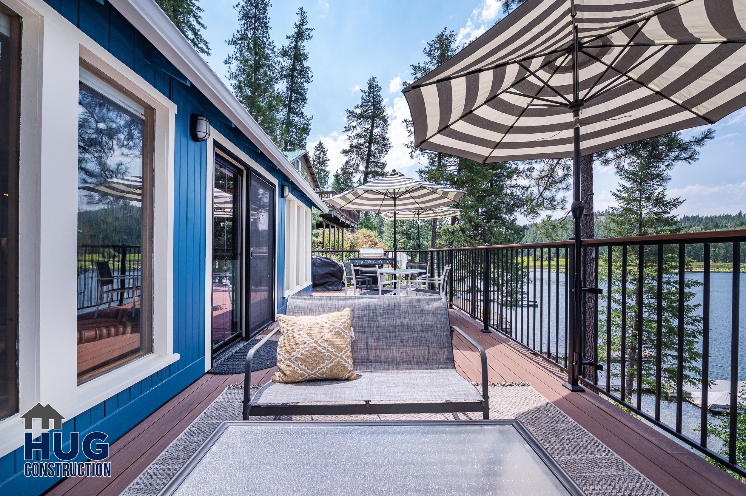 Remodel and New Deck. Photo of deck umbrella and seating area.