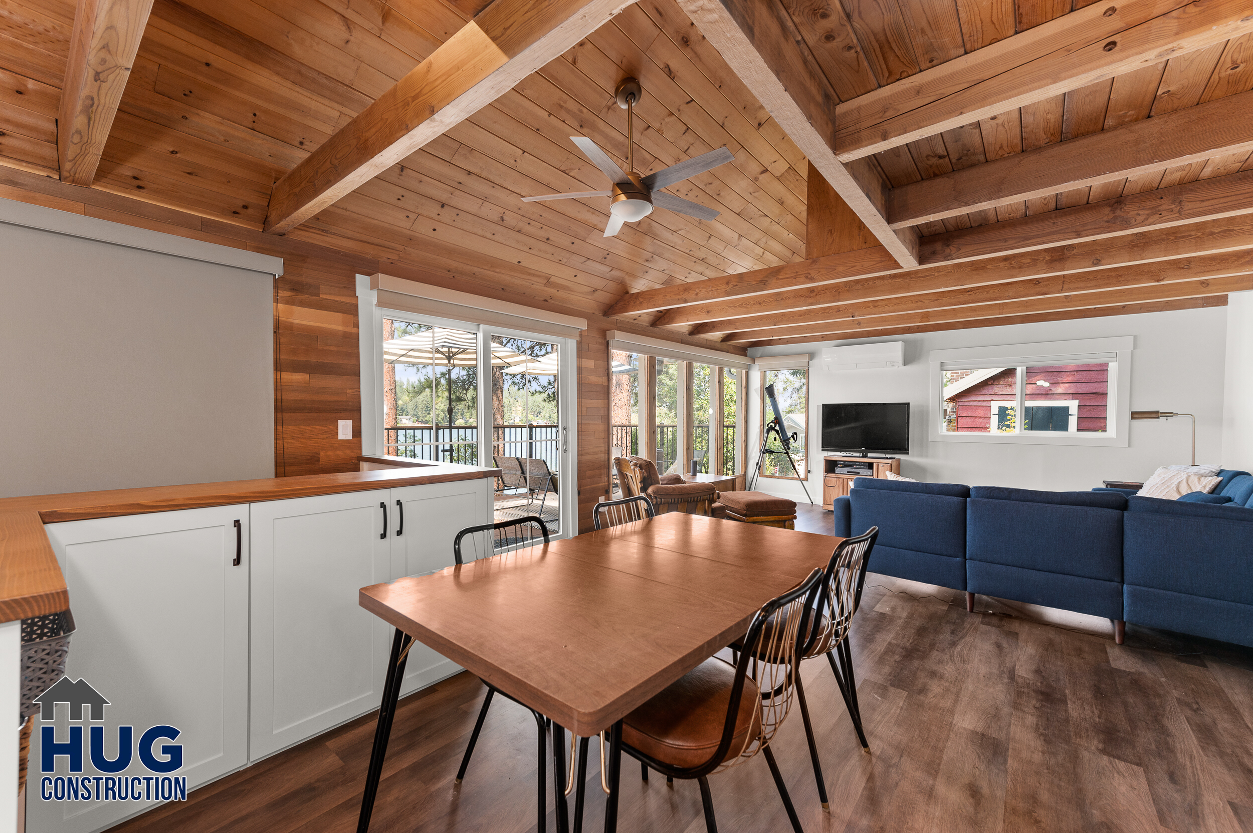 Silver Beach Remodel and New Deck. Interior photo of dining and seating area.