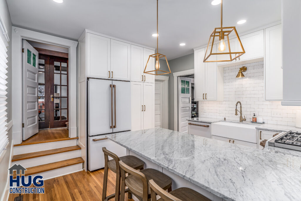 Kitchen and bath remodel. Interior shot of kitchen with appliances.