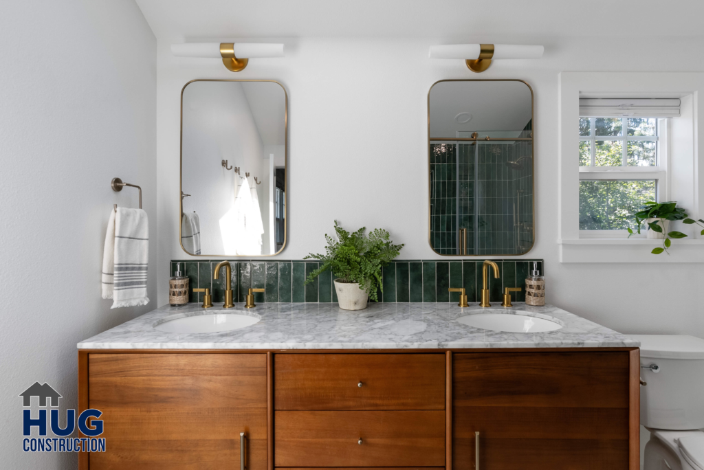 18th Ave. Kitchen and Addition. Interior photo of double vanity.