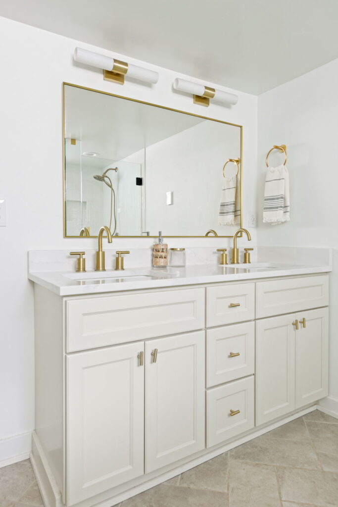 Kitchen and Addition Remodel. Interior shot of bathroom with double vanity.