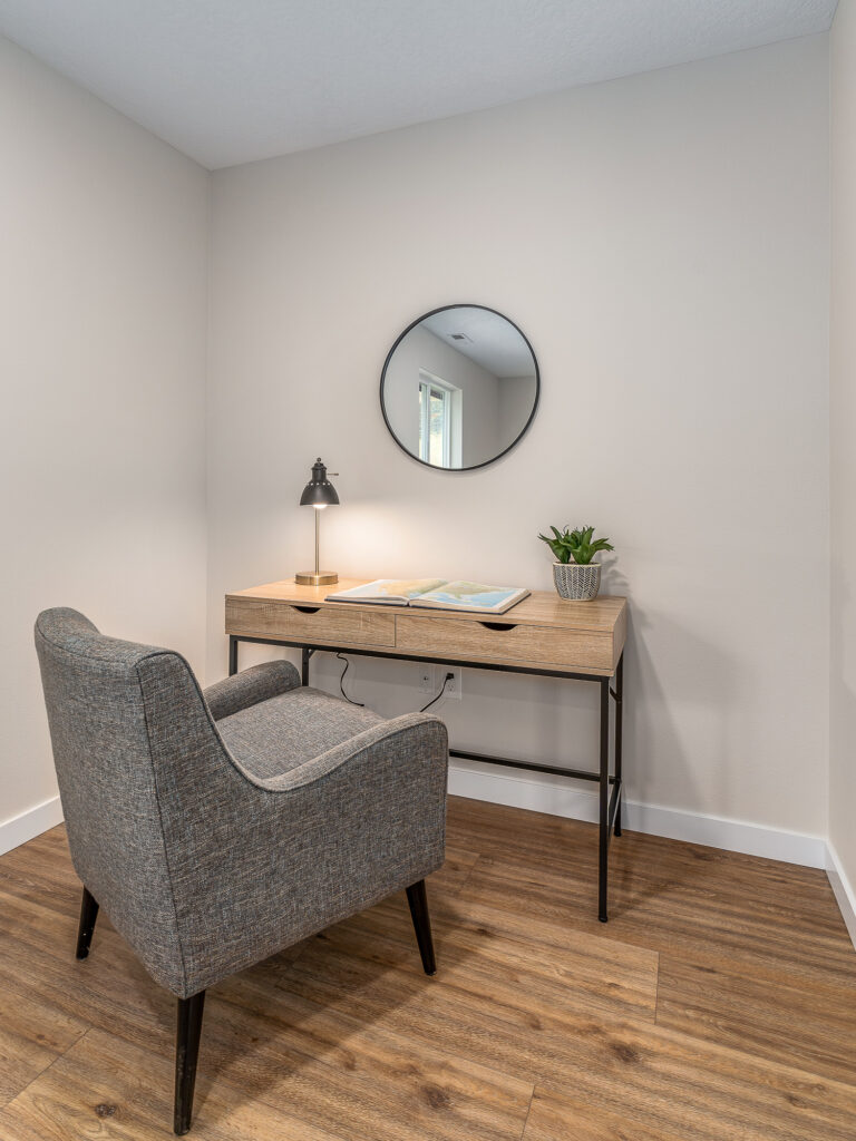 Custom Residential Home. Interior photo of a desk.