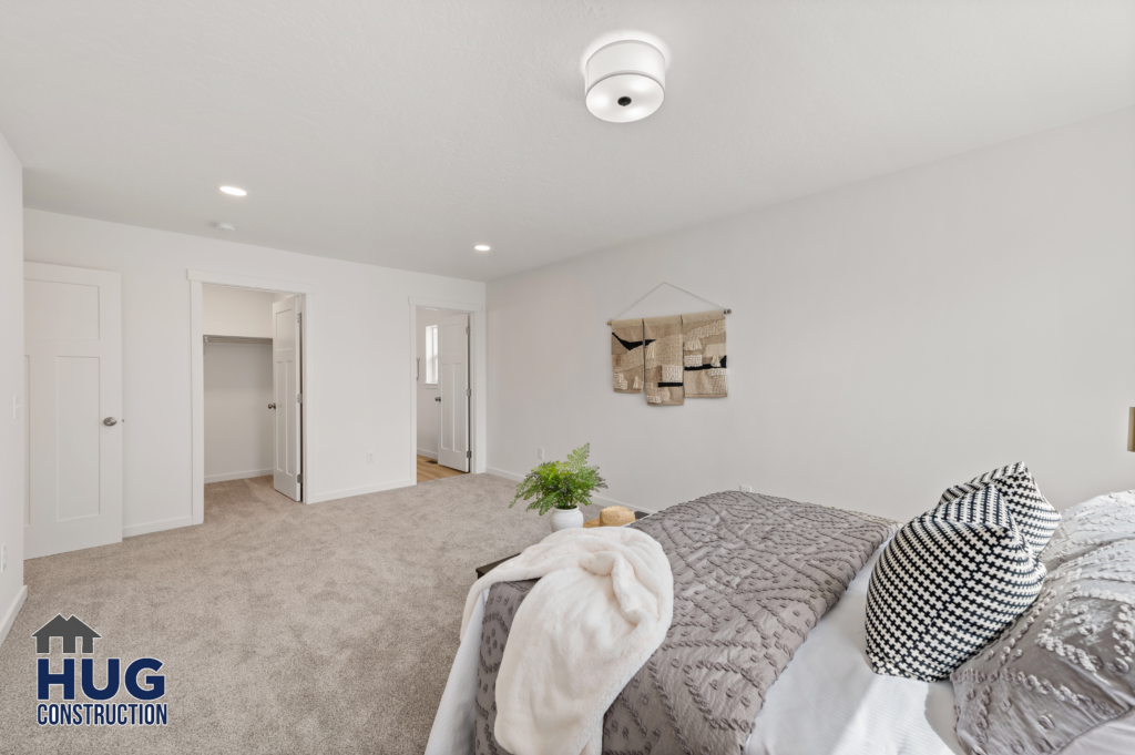 Custom Residential Home. Interior photo of a bed in a bedroom.