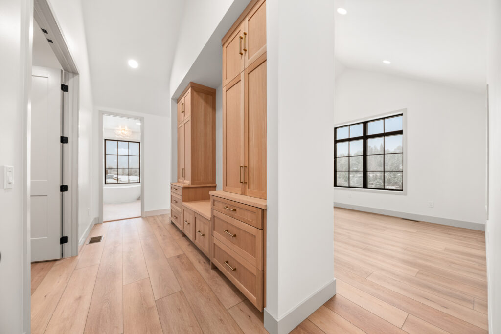 Willowhaven Luxury Custom Home Bedroom hallway closet.